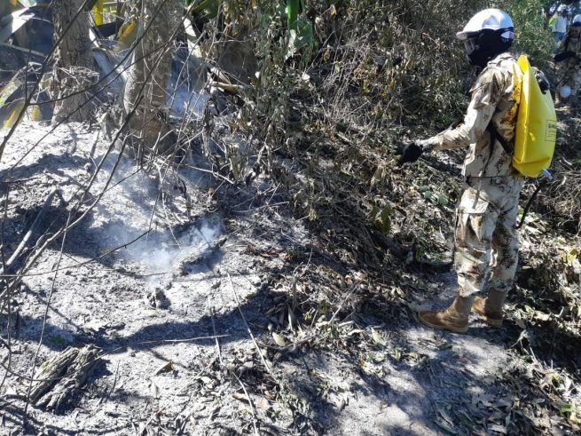 Ejército Nacional contrarresta incendio forestal en Manaure (Cesar)