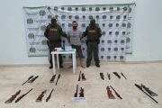 Capturado con diez armas de fuego y munición en el sur del cesar