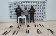 Capturado con diez armas de fuego y munición en el sur del cesar