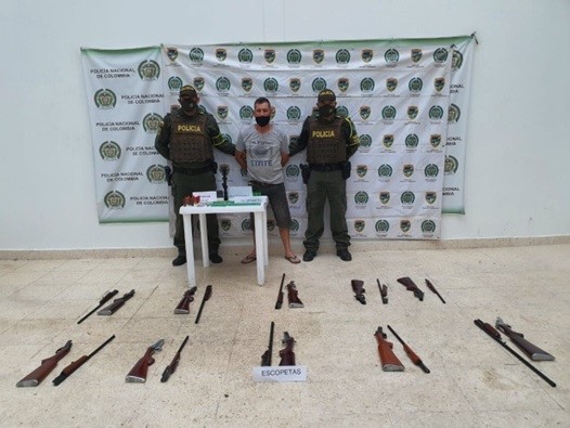 Capturado con diez armas de fuego y munición en el sur del cesar