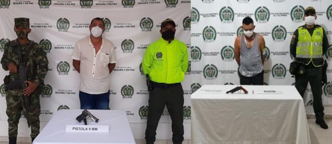 Por porte ilegal de armas, capturadas dos personas en el Cesar