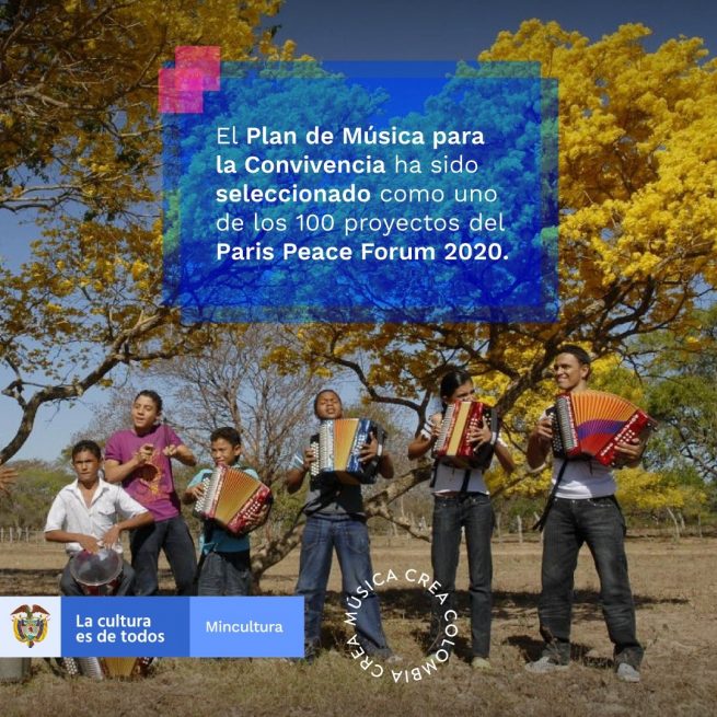 Plan Nacional de Música para la Convivencia de MinCultura seleccionado como uno de los 100 proyectos del París Peace Forum