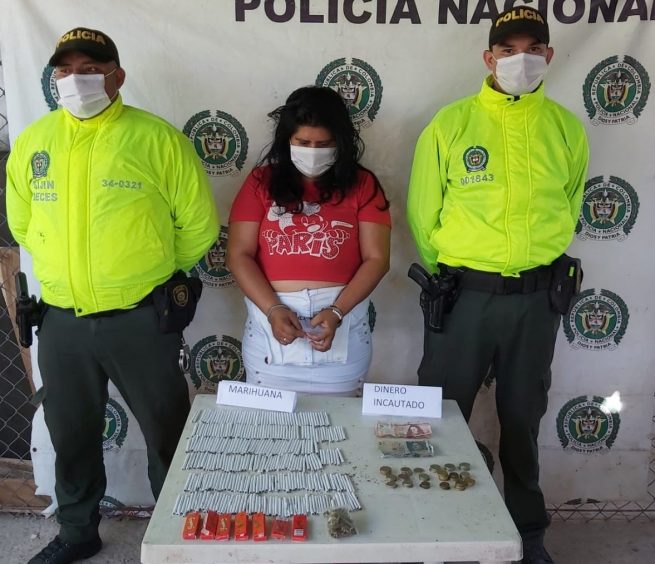 Con más de 354 dosis de marihuana fue capturada una mujer en Bosconia