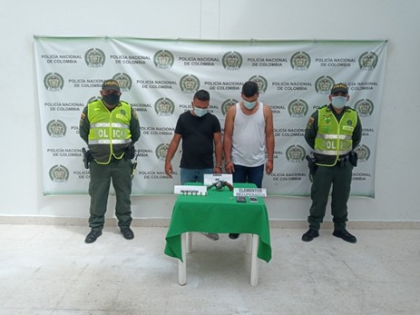 En Aguachica, dos capturados por porte ilegal de arma de fuego y hurto