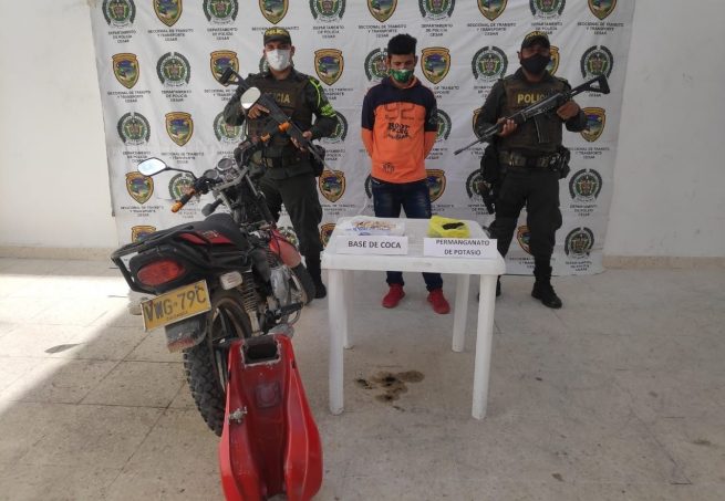 Cuando transportaba estupefacientes en una moto, fue capturado en el sur del Cesar