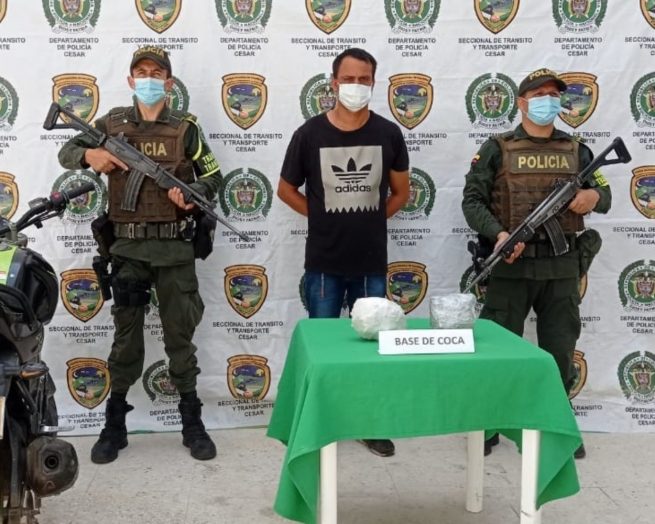 Capturado cuando se movilizaba con dos mil gramos de bases de coca en el sur del Cesar