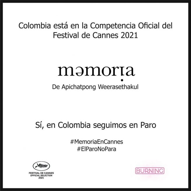 La película colombiana “Memoria”, en la selección oficial del Festival de Cannes 2021