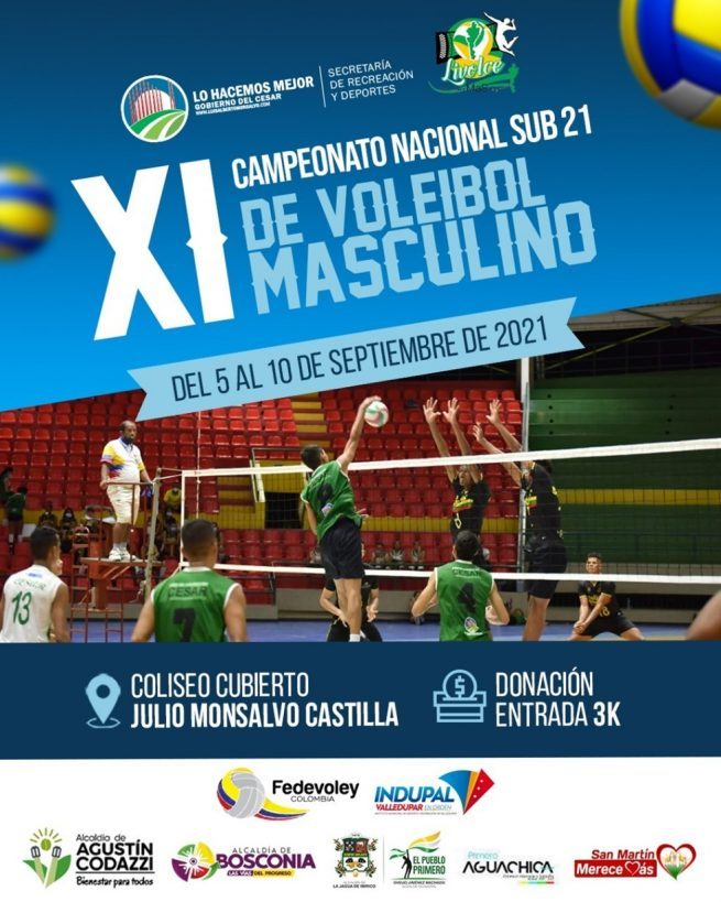 14 departamentos competirán en el XI Campeonato Nacional Sub21 de Voleibol masculino en Valledupar
