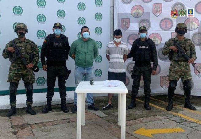 Asegurados dos presuntos integrantes del grupo armado organizado Los Pelusos-EPL