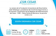 Este lunes será la sesión ordinaria CSIR Cesar