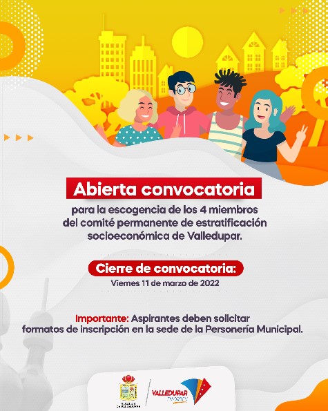 El 11 de marzo se cierra convocatoria para elegir representantes de la comunidad ante el Comité de Estratificación Municipal