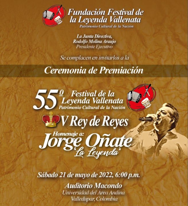 El 21 de mayo será la premiación a ganadores del 55 Festival Vallenato