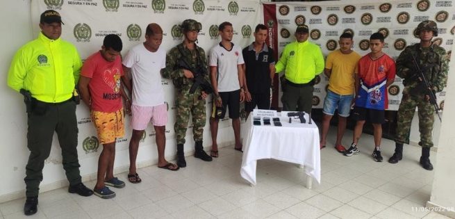 Seis capturados que se dedicaban al hurto calificado y agravado, y porte de armas de fuego, fueron capturados en Chiriguaná