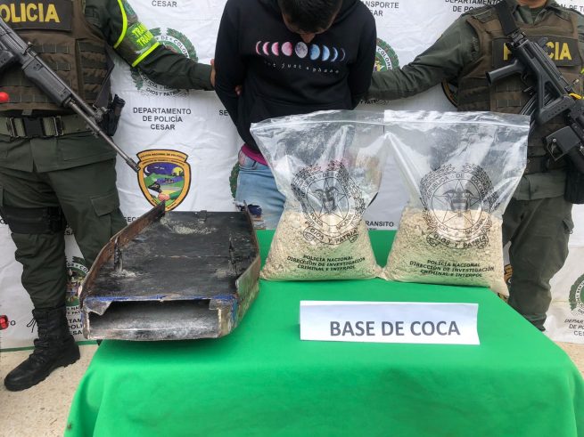Por transportar base de coca, capturado en el sur del Cesar