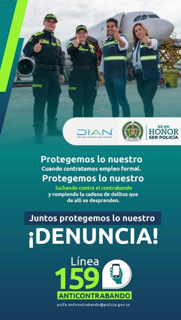 La Dian y la Polfa ponen en marcha la línea única anticontrabando 159