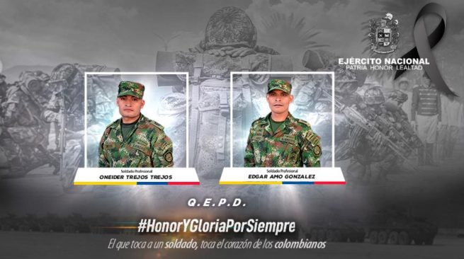 Mueren dos militares en combates contra disidencias de Farc