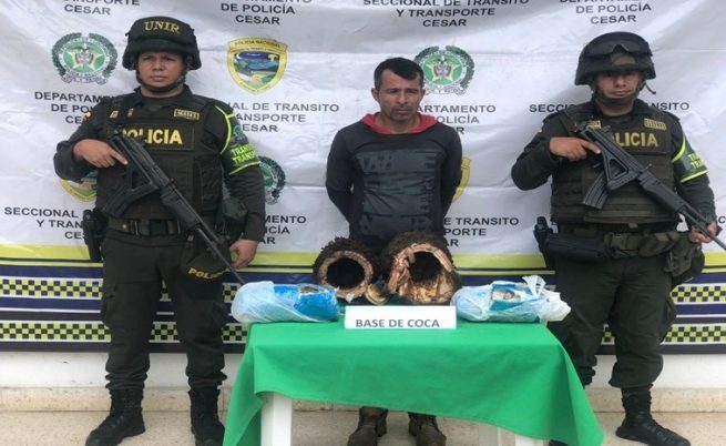 Capturado con tres mil gramos de base de coca en el sur del Cesar