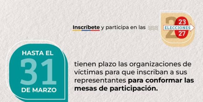 Abiertas inscripciones para conformar mesas de víctimas en todo el país