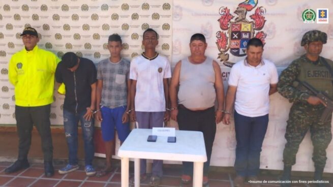Asegurados cinco presuntos integrantes del grupo delincuencial “Los Países Bajos”, por abigeato en el Cesar
