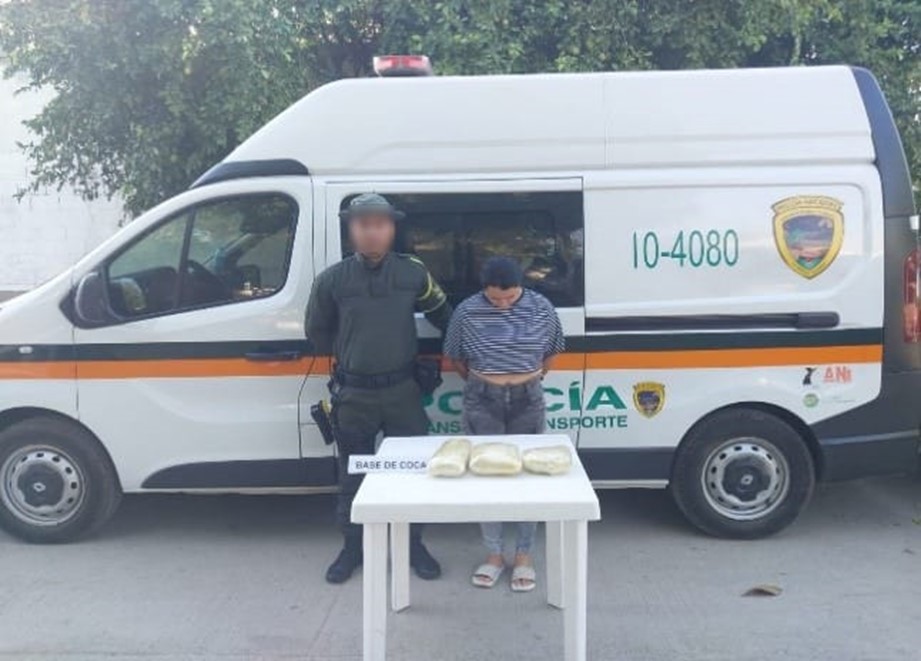 Mujer pretendía ingresar 4.000 gramos de base de coca al municipio de Bosconia