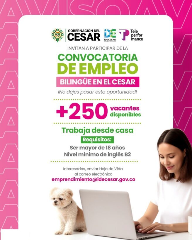 Gobernación del Cesar a través de Idecesar oferta más de 250 vacantes bilingües