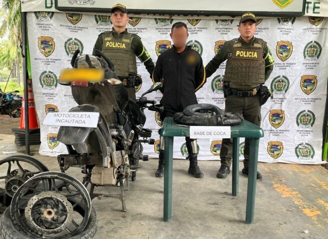 En vías del Cesar, capturado hombre con 5 kilos de base de coca
