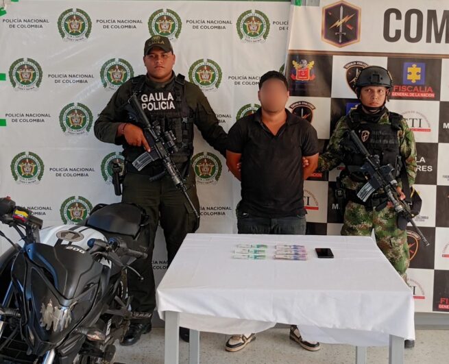 Capturado en flagrancia presunto extorsionista en Astrea, Cesar