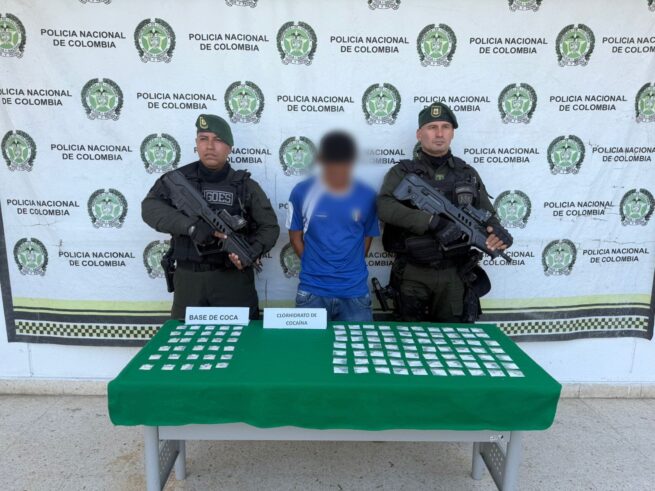 Con más de cien papeletas de clorhidrato de cocaína, capturado hombre en Aguachica