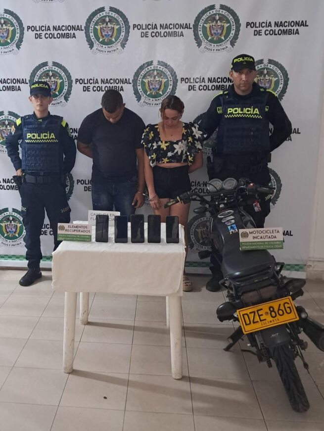 Dos presuntos delincuentes capturados en flagrancia por hurto en Valledupar