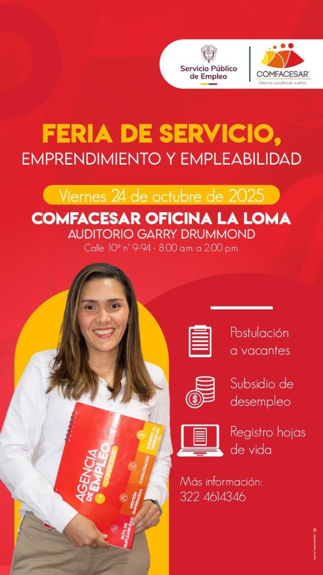 Comfacesar realizará Feria de Empleo y jornada de salud este viernes en La Loma