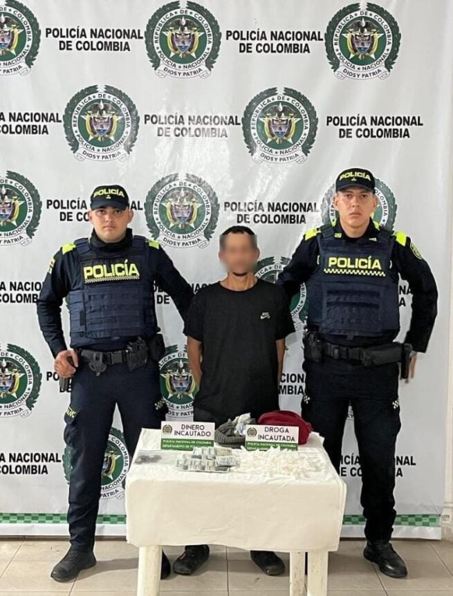 Capturado con 57 gramos de base de coca listos para su distribución en Valledupar