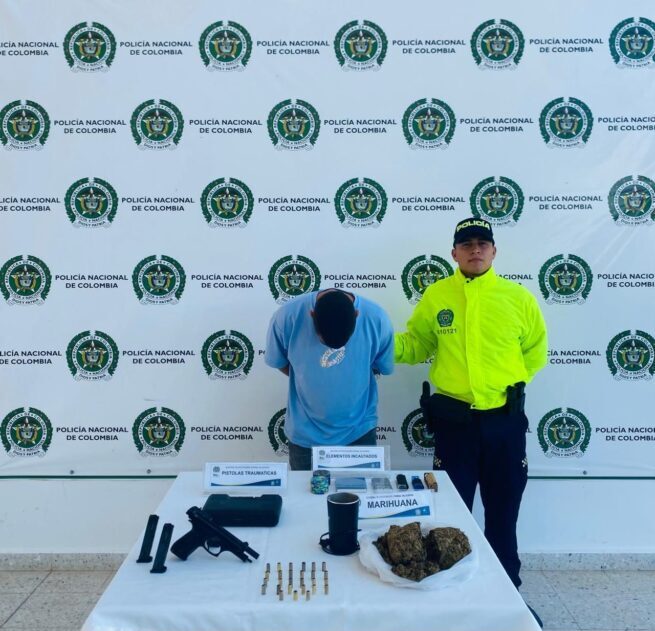 En Valledupar, un capturado por tráfico de estupefacientes e incautación de armas y drogas