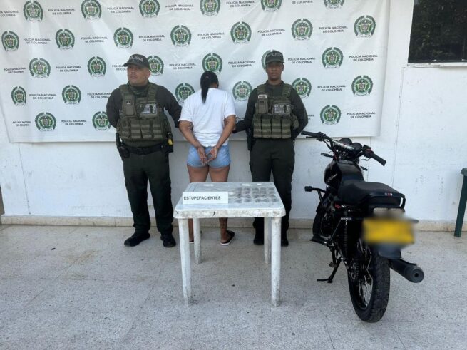 Mujer capturada en flagrancia por tráfico de estupefacientes en Aguachica