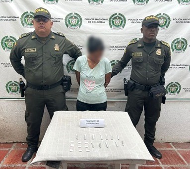 Mujer capturada en flagrancia por tráfico de estupefacientes en La Gloria, Cesar