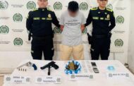 En Aguachica, capturado en flagrancia alias Peyo, con arma de fuego y estupefacientes